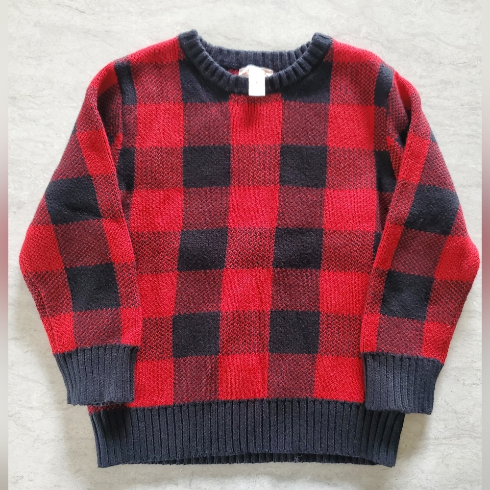 Cat & Jack Buffalo Plaid Crewneck Sweater Size 4T